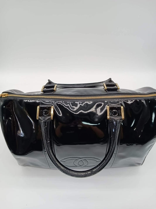 CHANEL Patent Vintage Timeless Boston Bag