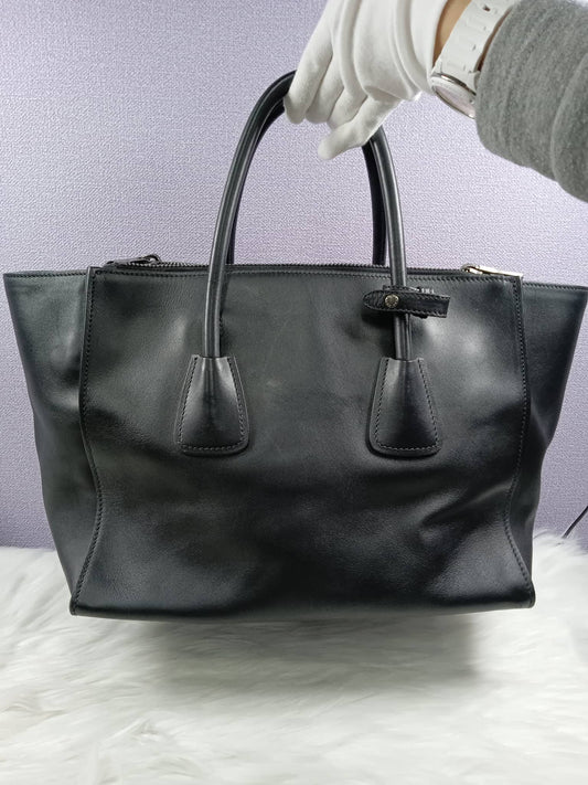 PRADA Black City Calf Twin Pocket Tote