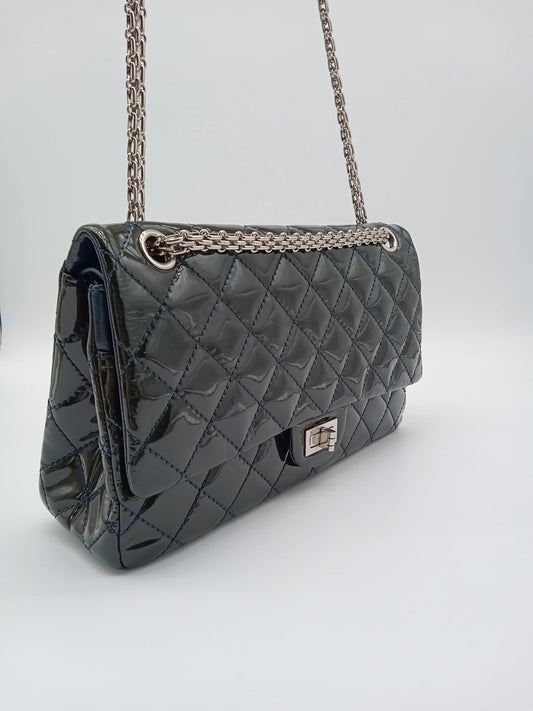 CHANEL Patent Quilted Classic Double Flap