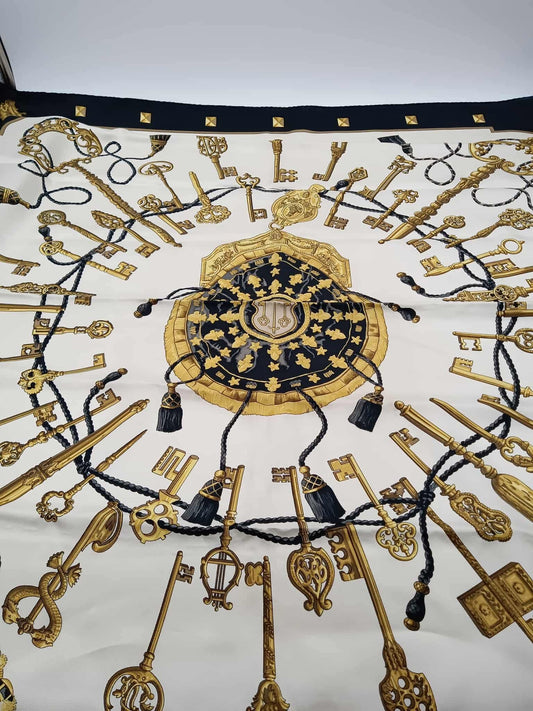 HERMES Les Clés Silk Scarf
