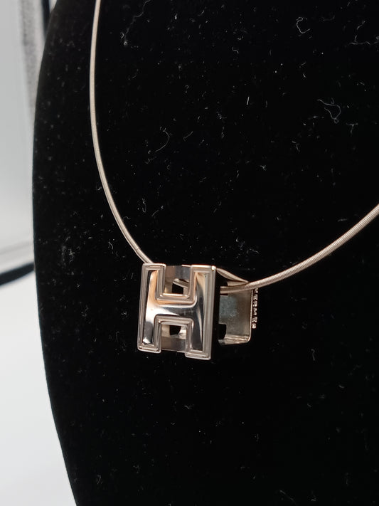 HERMES Cage d'H Cube Pendant Necklace