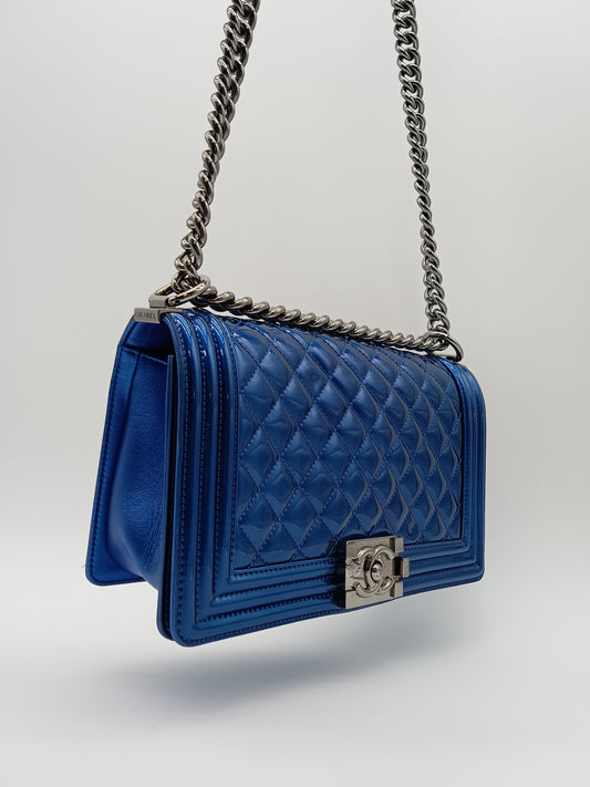 CHANEL Patent Quilted Leboy