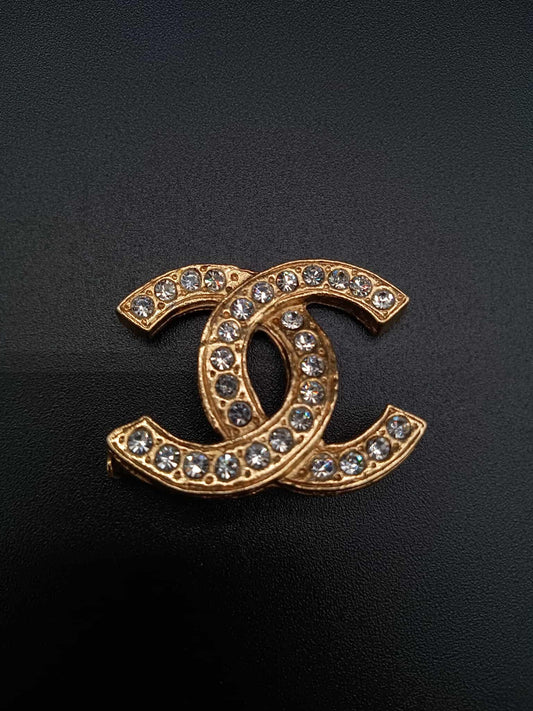CHANEL Coco Mark Rhinestone Brooch