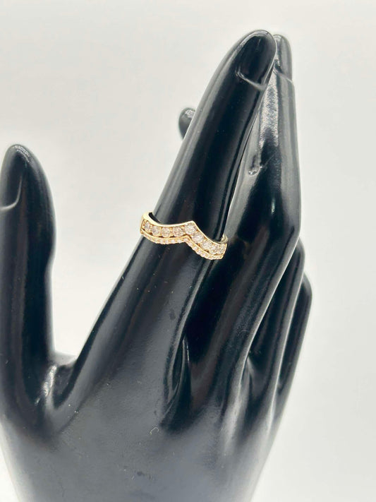 K18 YG Double Layer Chevron Ring 0.70ct 2.60g