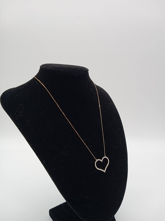 K18 YG Open Heart Necklace 0.50ct 1.60g