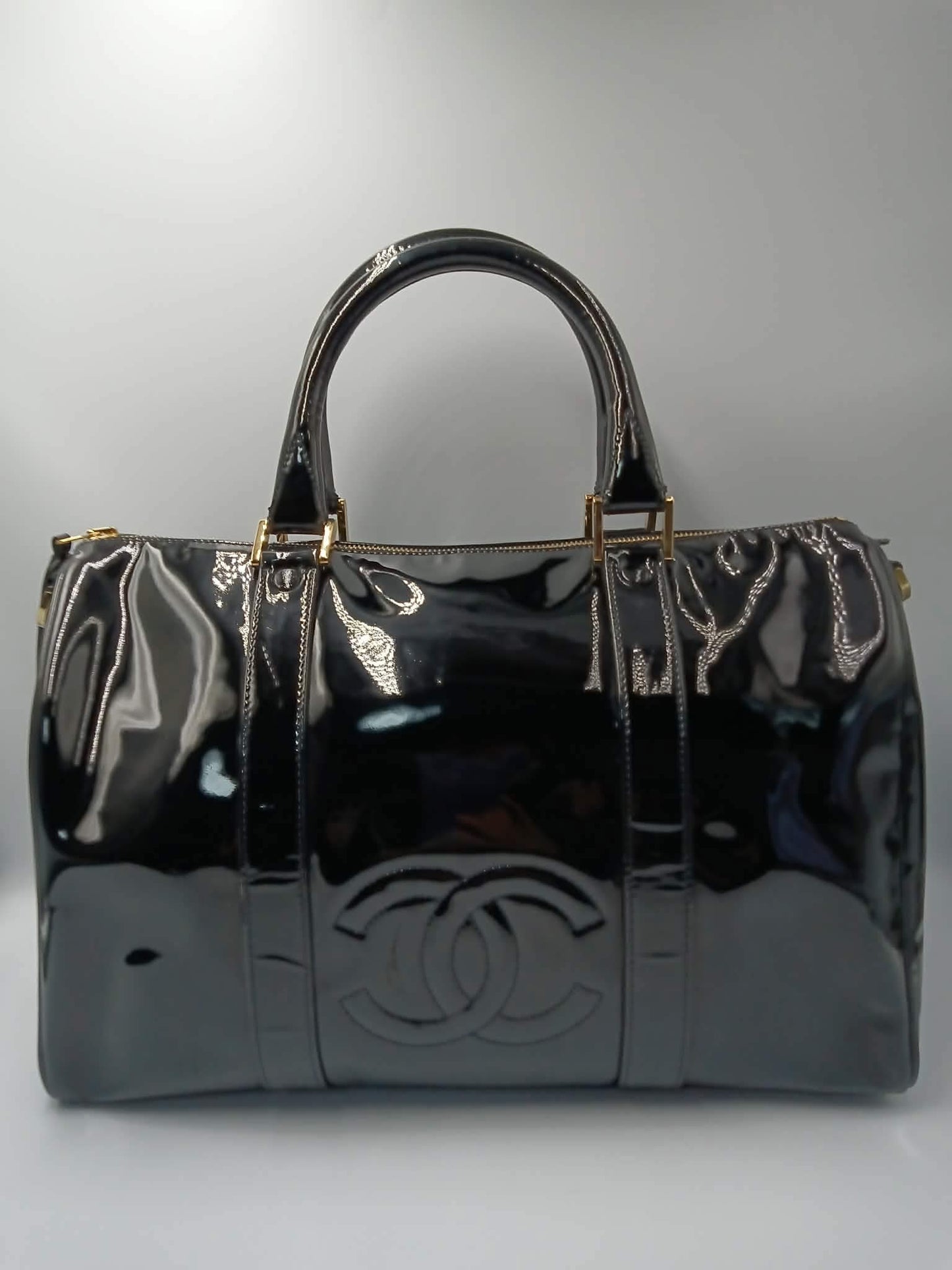 CHANEL Patent Vintage Timeless Boston Bag