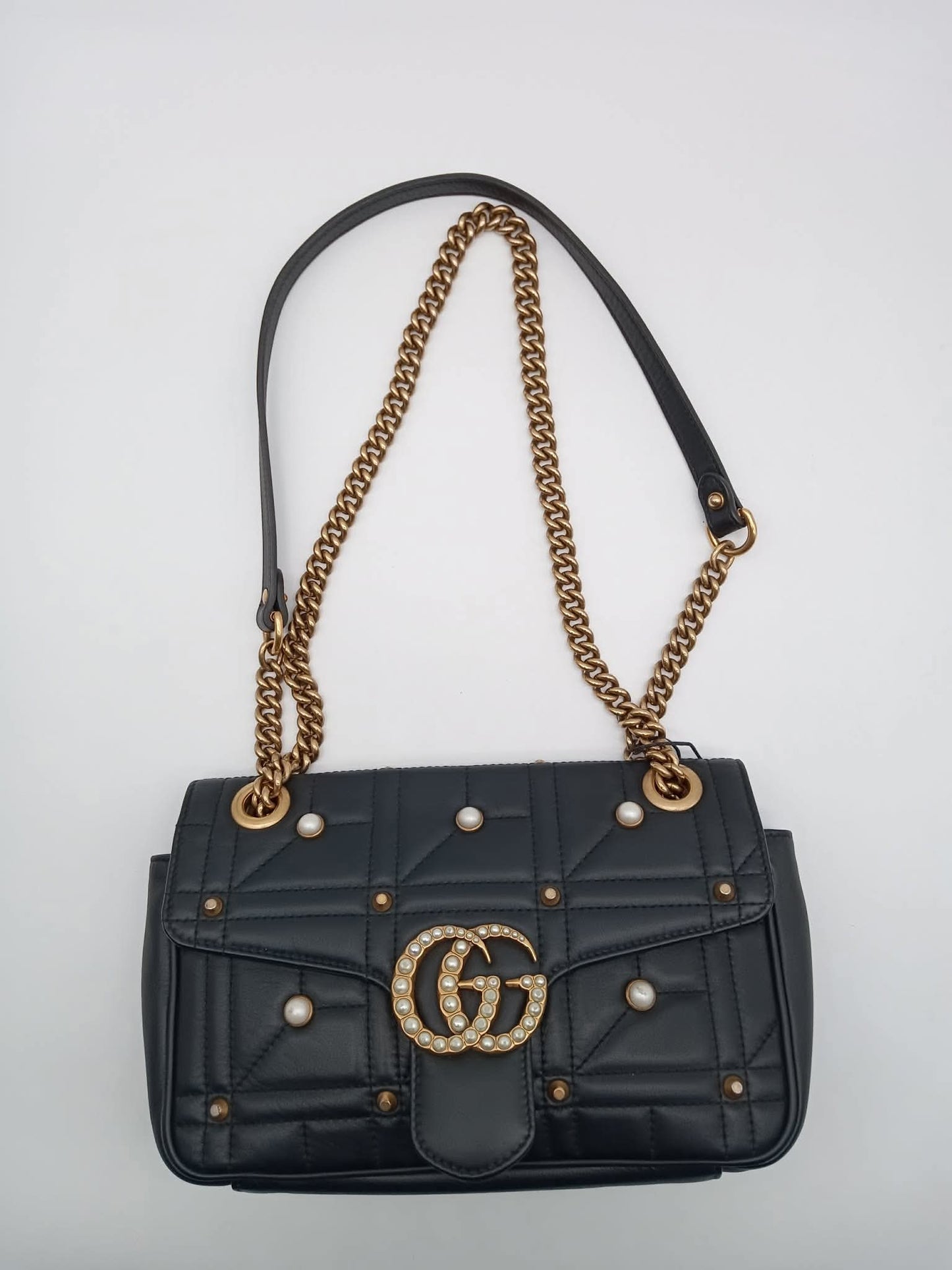 GUCCI Pearly GG Marmont Flap Bag
