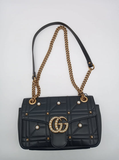 GUCCI Pearly GG Marmont Flap Bag