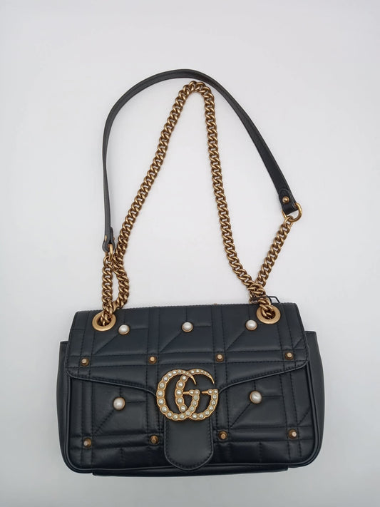 GUCCI Pearly GG Marmont Flap Bag
