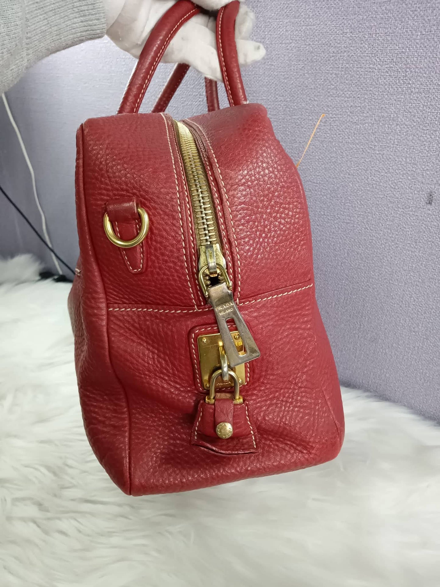 PRADA Vitello Daino Boston Bag
