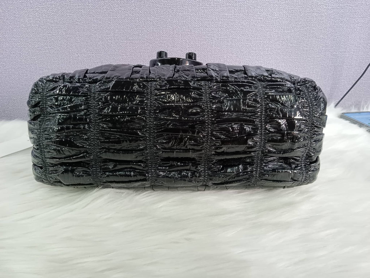 PRADA Vernice Gaufre Shoulder Bag