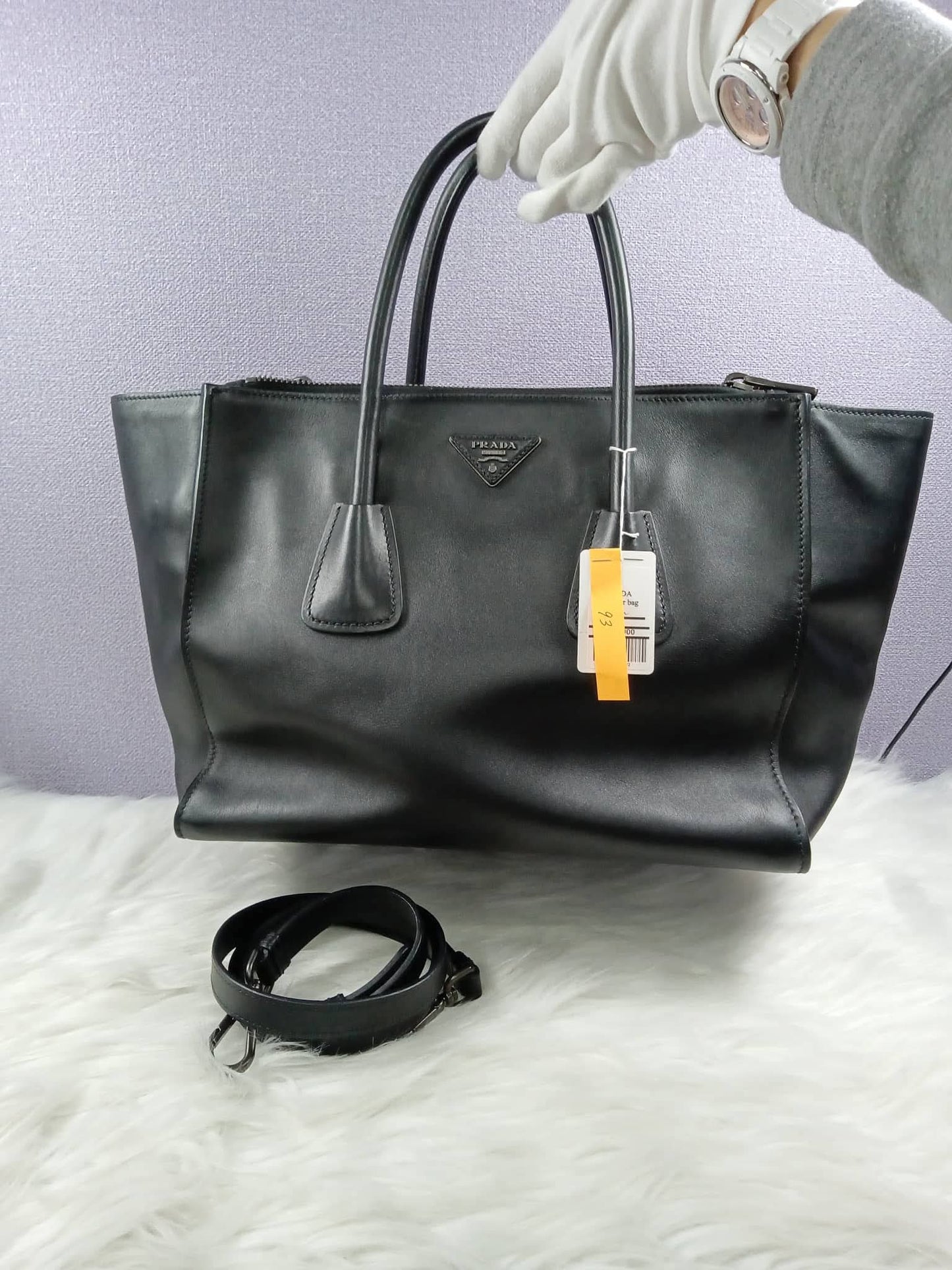 PRADA Black City Calf Twin Pocket Tote