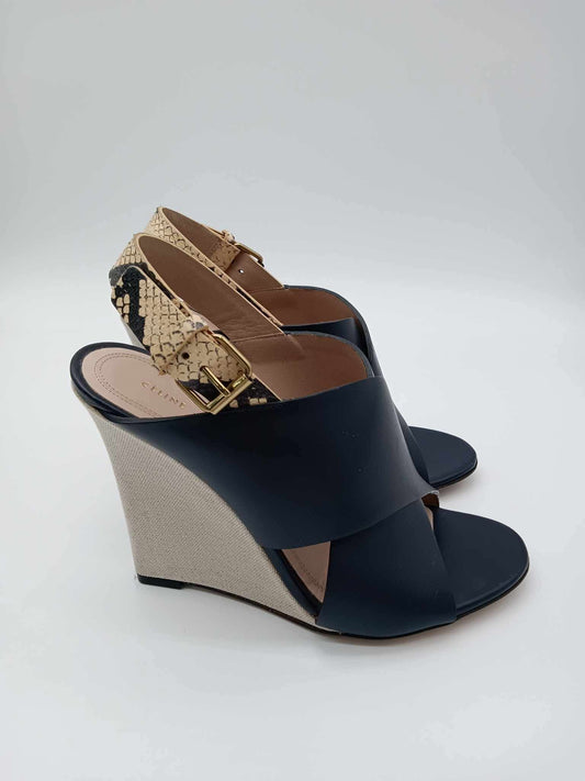 CELINE Criss-Cross Wedge Sandals