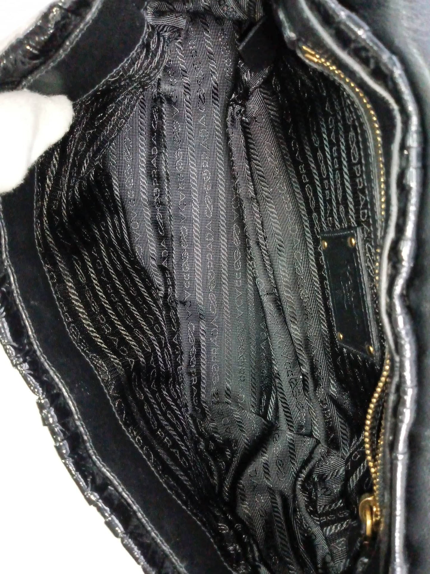 PRADA Vernice Gaufre Shoulder Bag