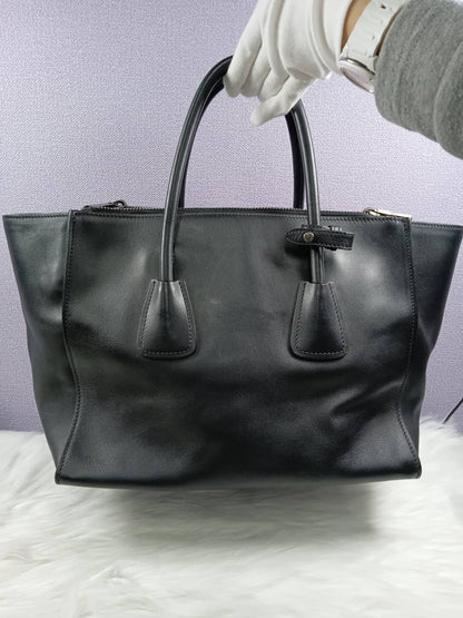 PRADA Black City Calf Twin Pocket Tote