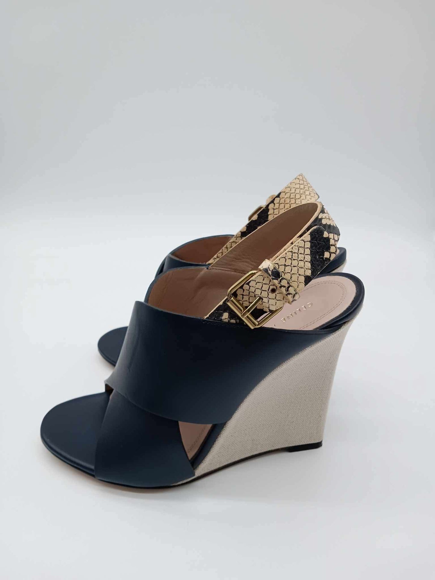 CELINE Criss-Cross Wedge Sandals