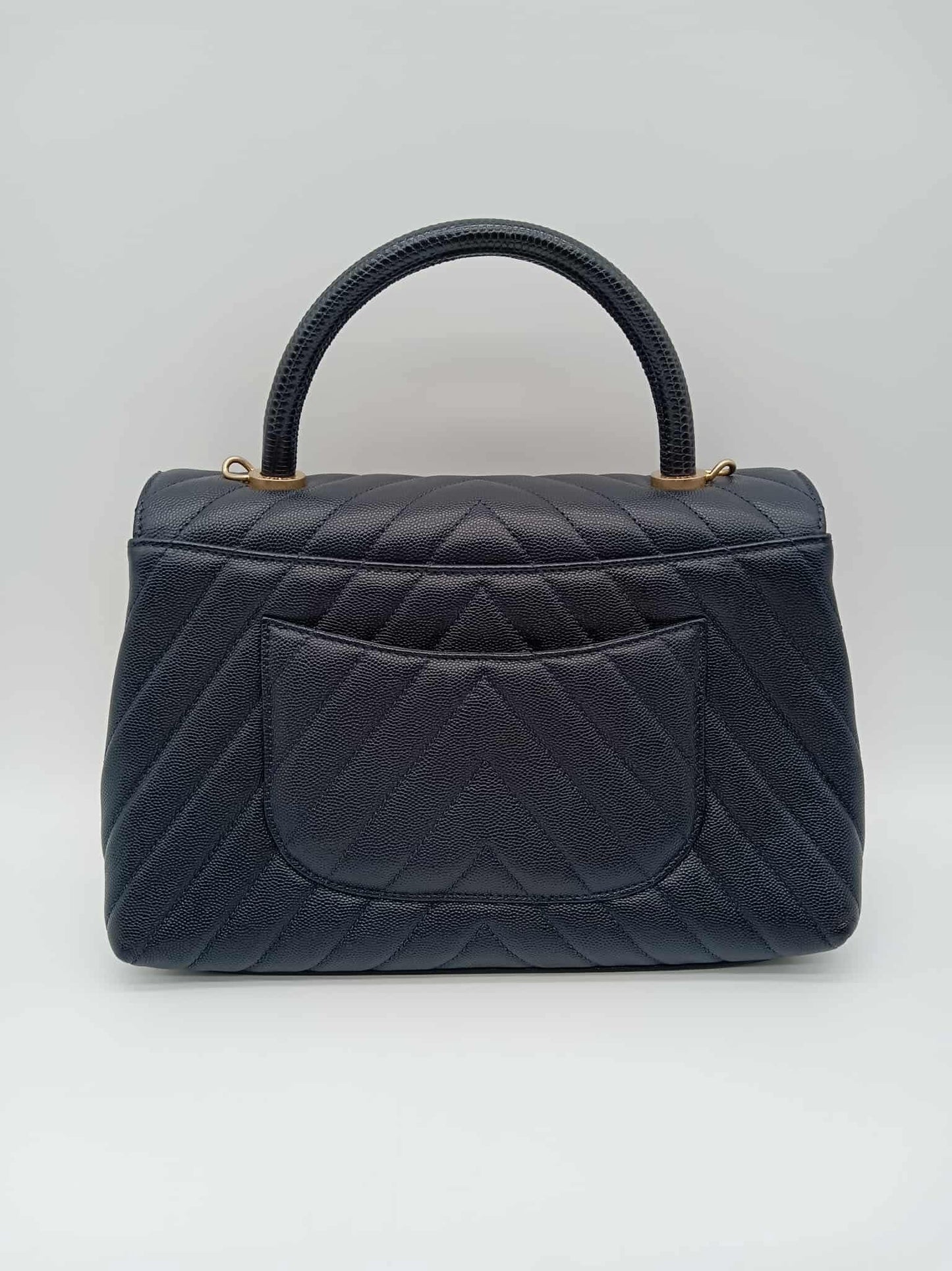 CHANEL Caviar Chevron Coco Handle