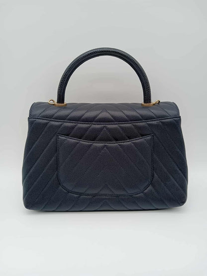 CHANEL Caviar Chevron Coco Handle