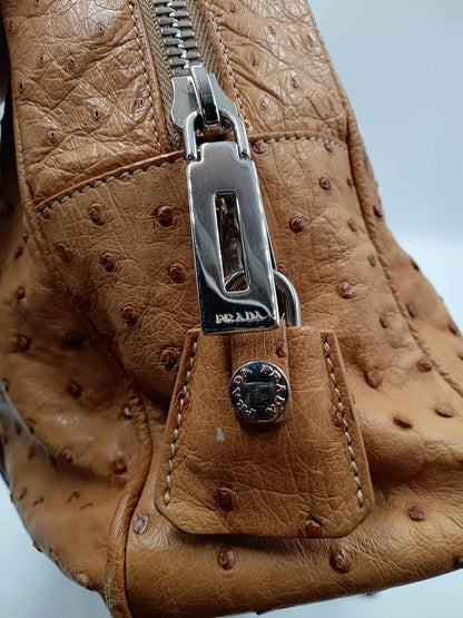 PRADA Ostrich Satchel Bag