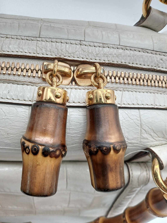 GUCCI Guccissima Medium Bamboo Boston Bag