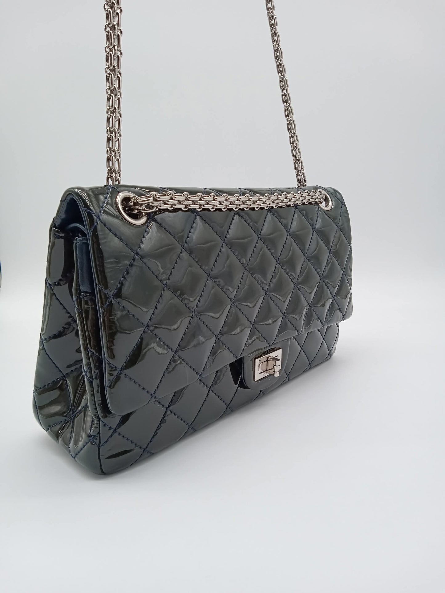 CHANEL Patent Quilted Classic Double Flap