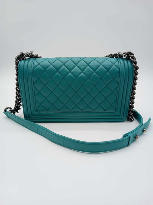 CHANEL Quilted Lamb Tiffany Blue Leboy