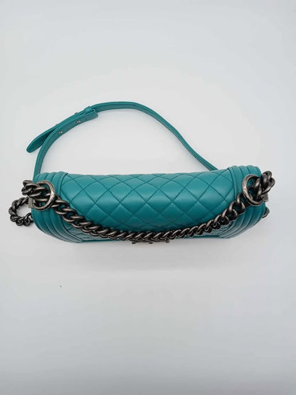 CHANEL Quilted Lamb Tiffany Blue Leboy