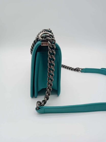 CHANEL Quilted Lamb Tiffany Blue Leboy