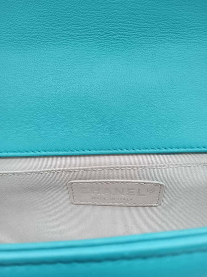 CHANEL Quilted Lamb Tiffany Blue Leboy