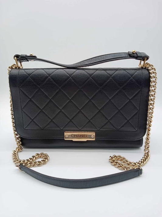 CHANEL Label Click Quilted Flap