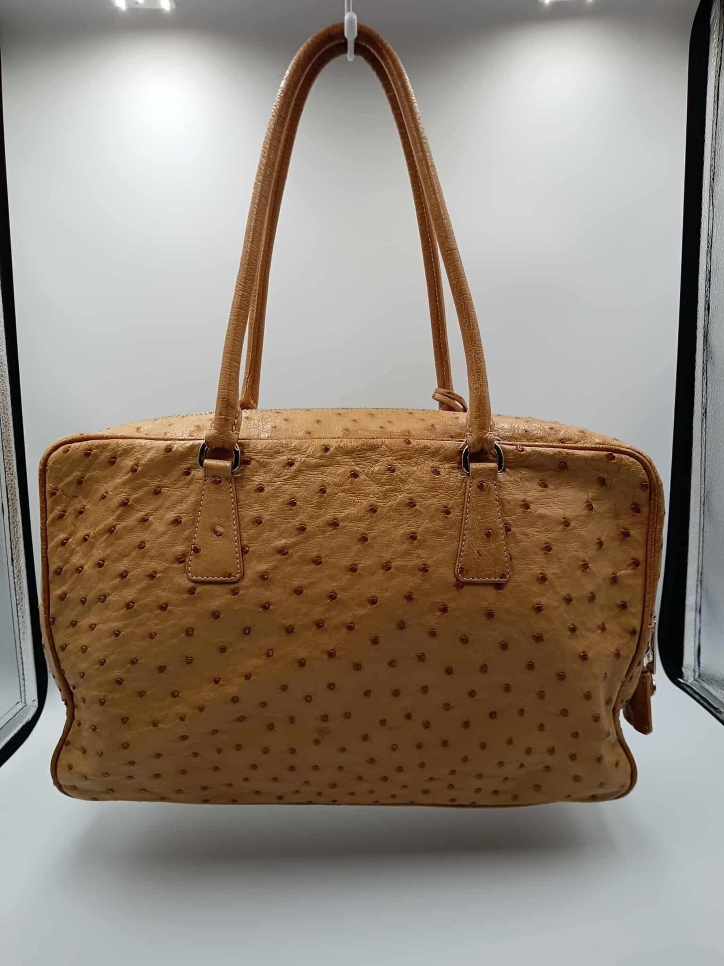 PRADA Ostrich Satchel Bag