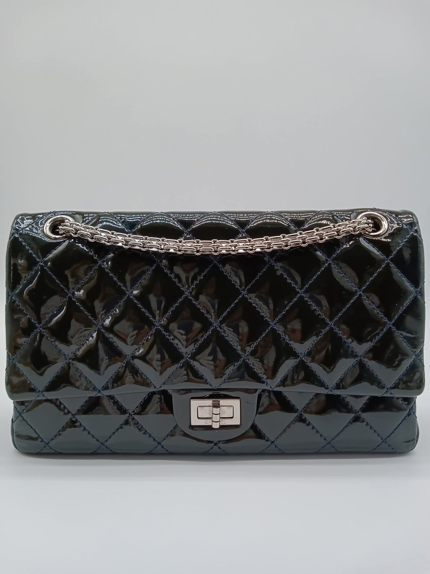 CHANEL Patent Quilted Classic Double Flap