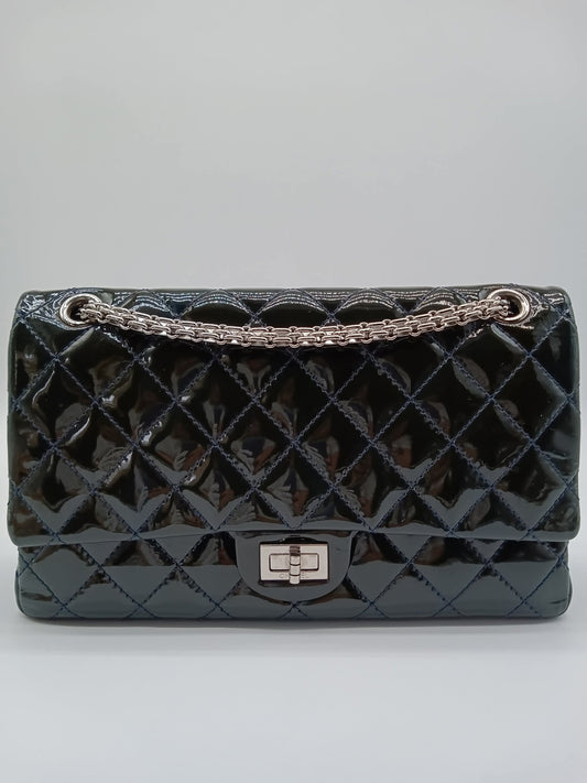 CHANEL Patent Quilted Classic Double Flap