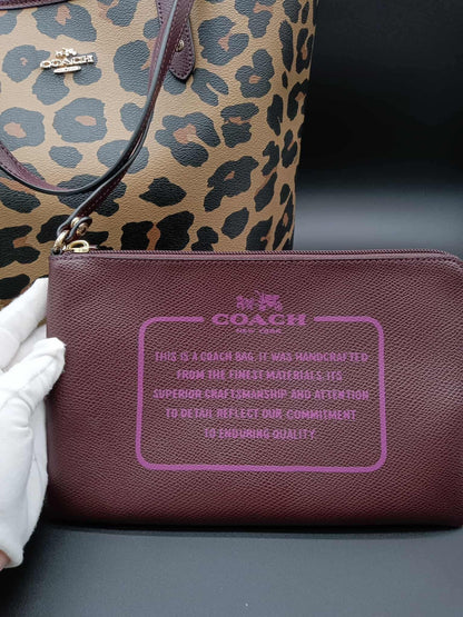 COACH Reversible City Tote With Leopard Print