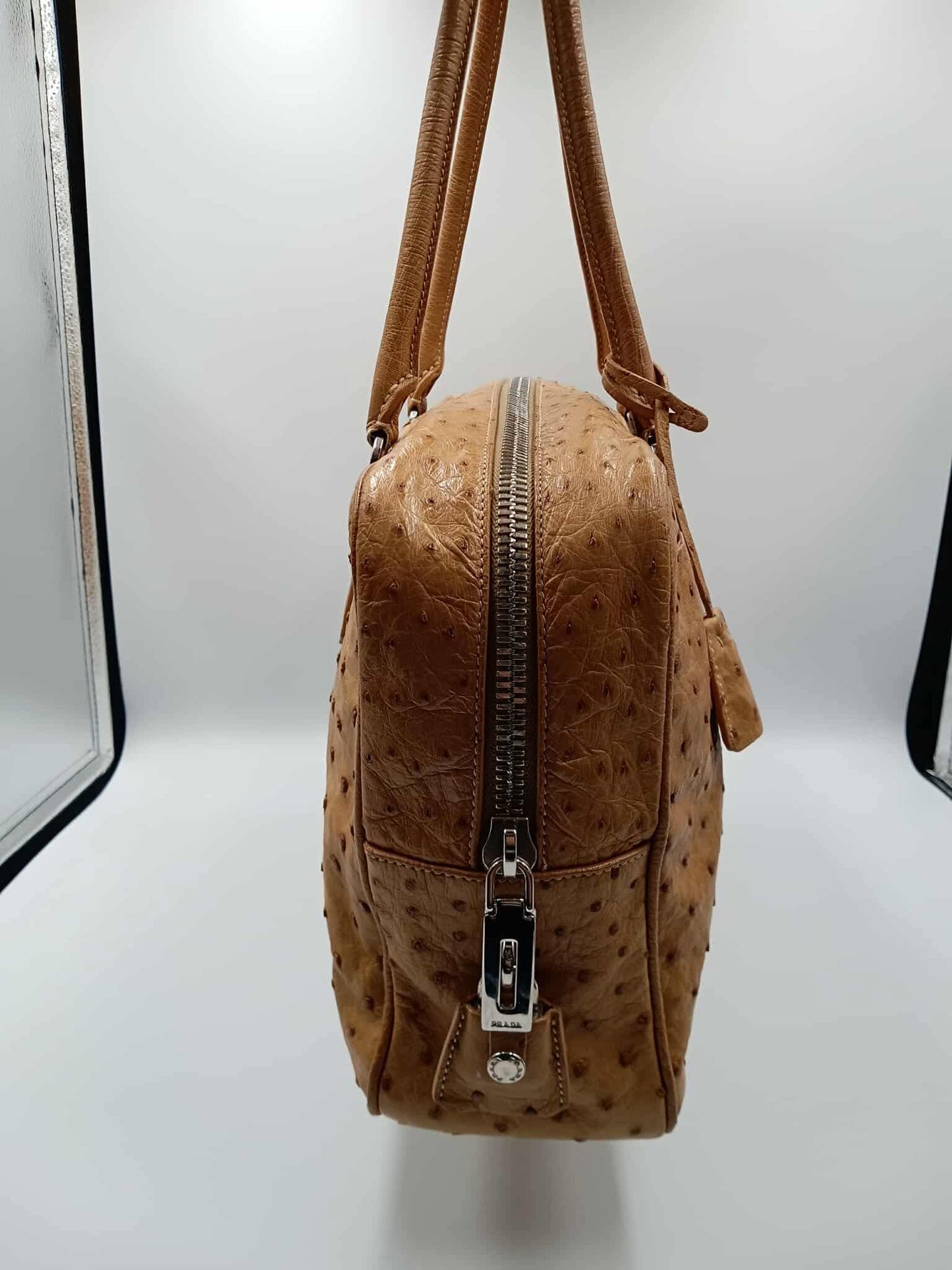 PRADA Ostrich Satchel Bag