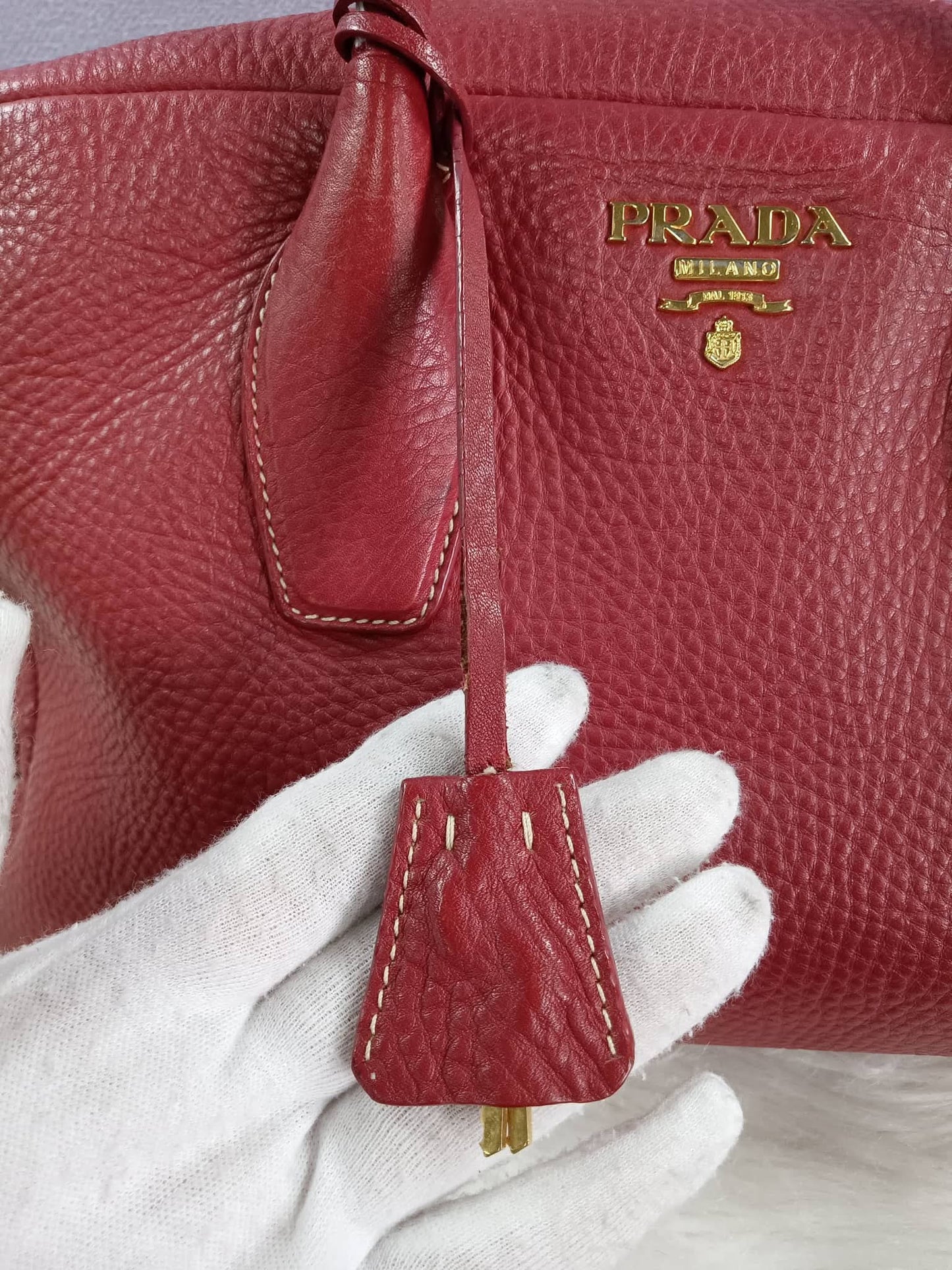 PRADA Vitello Daino Boston Bag