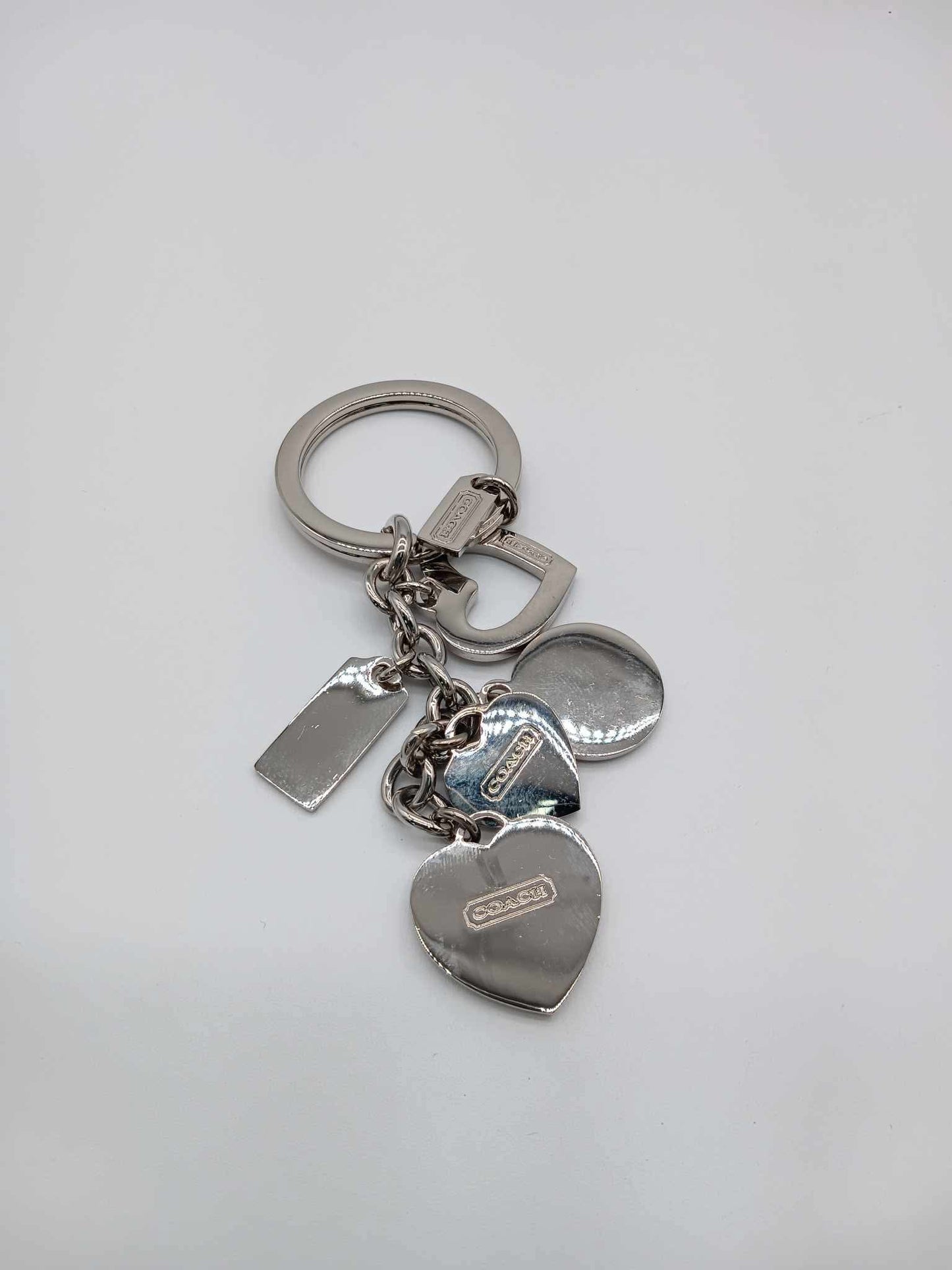 COACH Triple Heart Crystal Key Ring