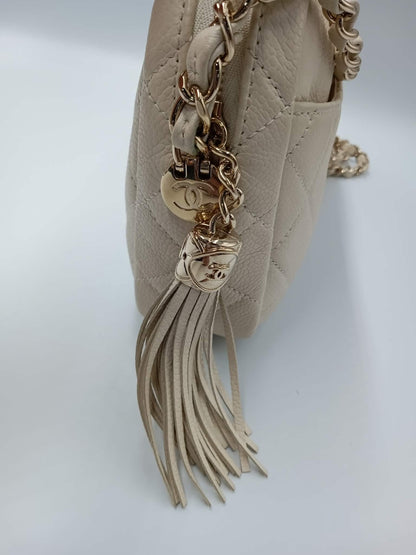 CHANEL Caviar Quilted Fringe Chain Bag