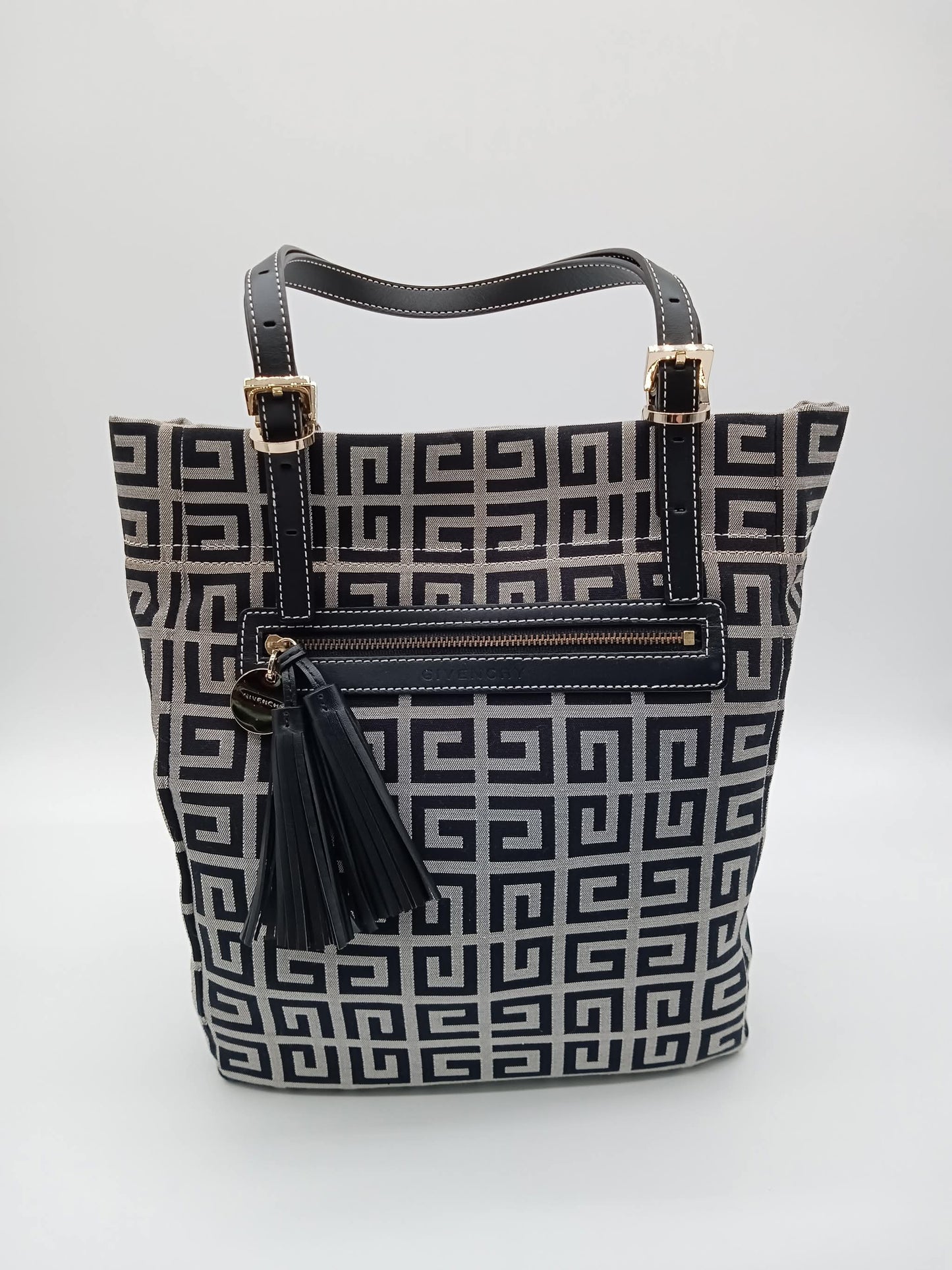 GIVENCHY Black Signature Canvas Vertical Tote