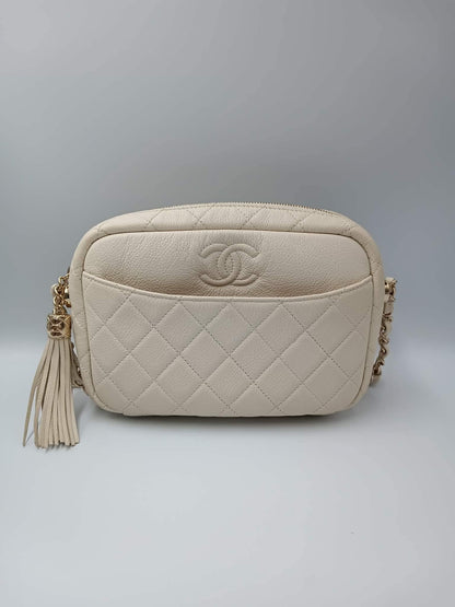CHANEL Caviar Quilted Fringe Chain Bag