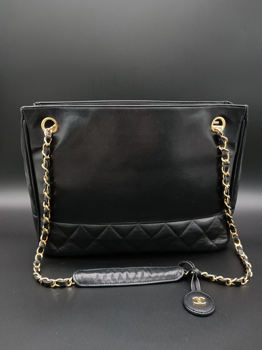 CHANEL Vintage Black Shoulder Tote