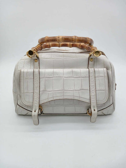GUCCI Guccissima Medium Bamboo Boston Bag