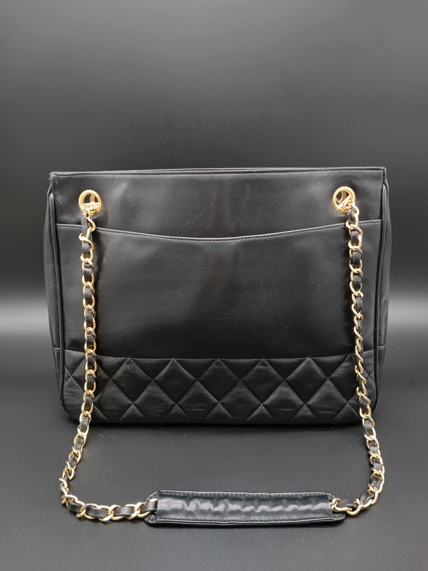 CHANEL Vintage Black Shoulder Tote