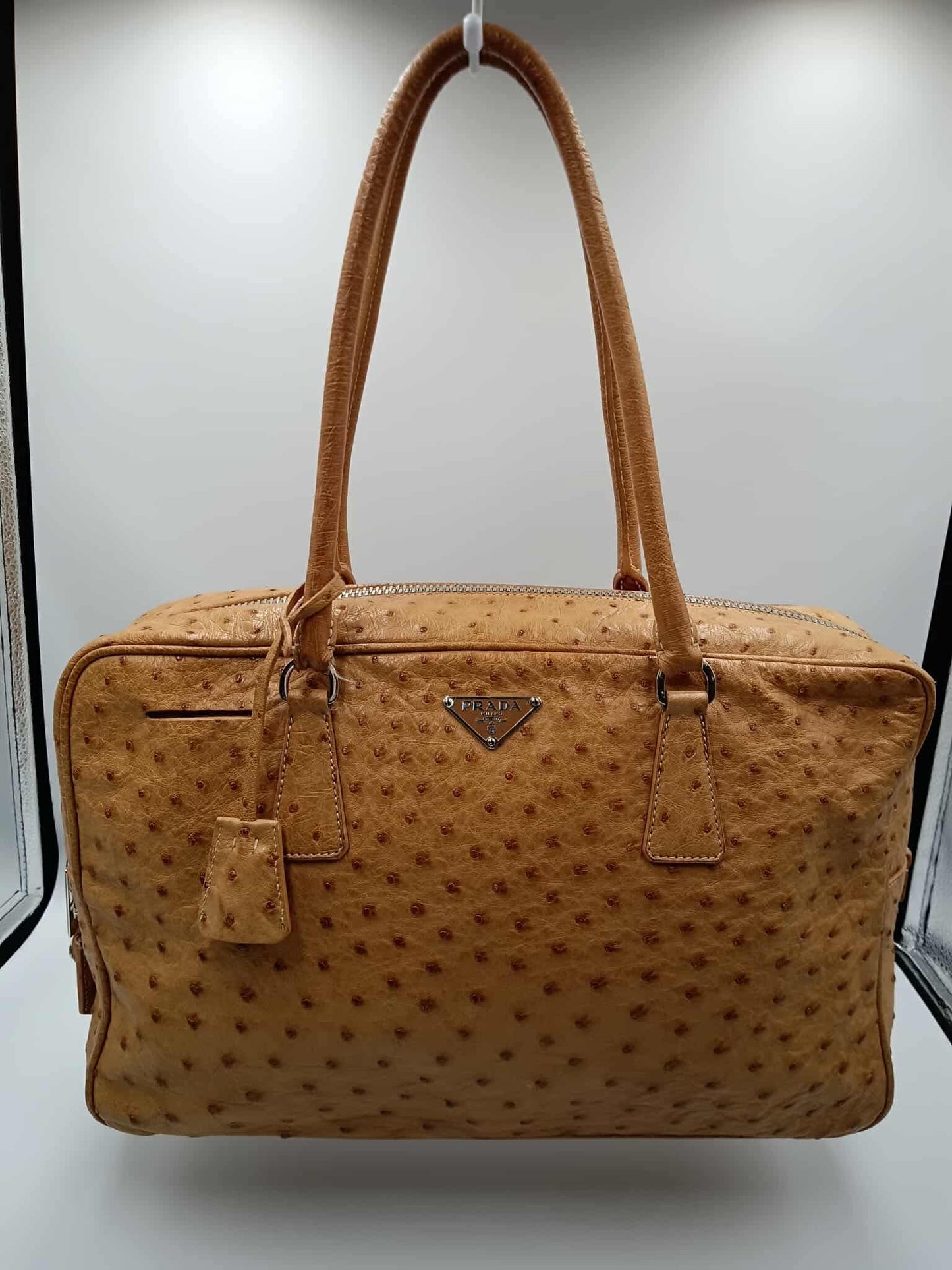 PRADA Ostrich Satchel Bag