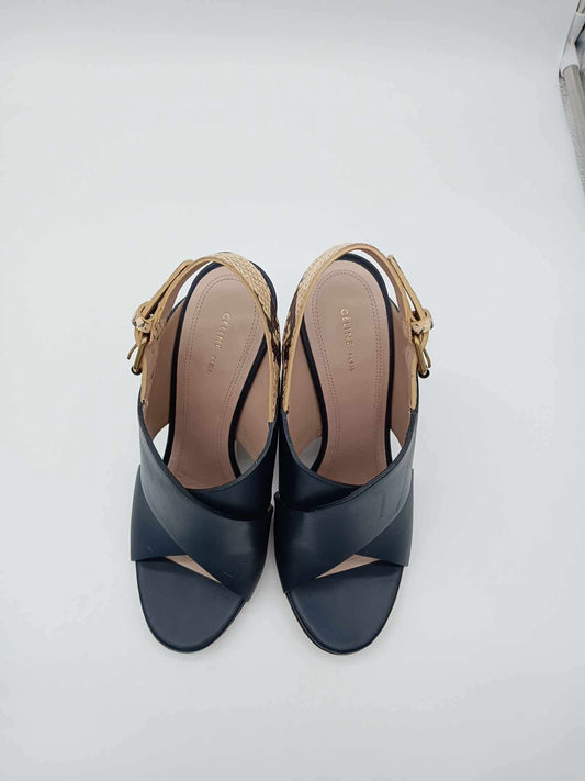 CELINE Criss-Cross Wedge Sandals