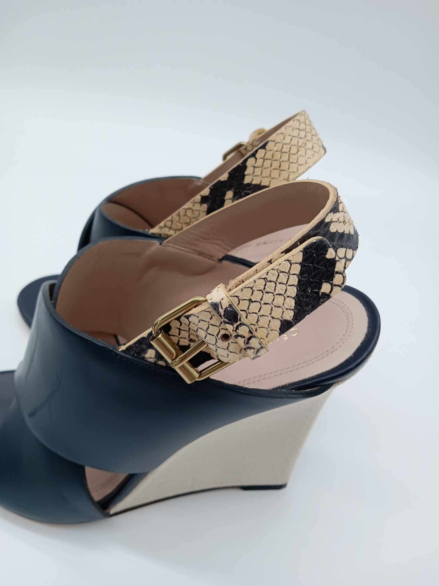 CELINE Criss-Cross Wedge Sandals