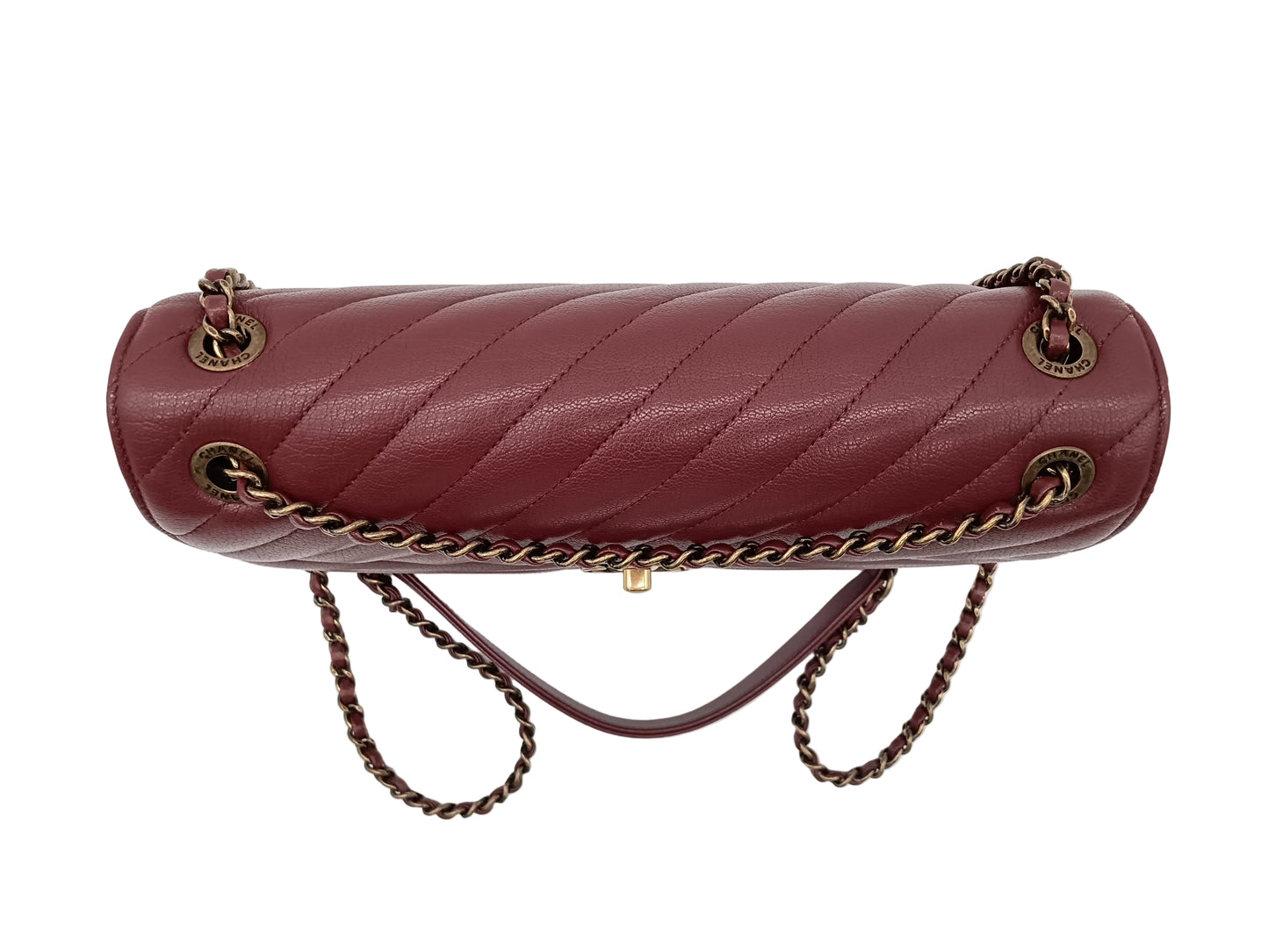 CHANEL Goatskin Diagonal Quilted Flap