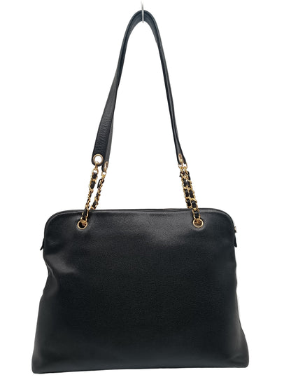 CHANEL Coco Mark Caviar Skin Double Chain Tote Bag