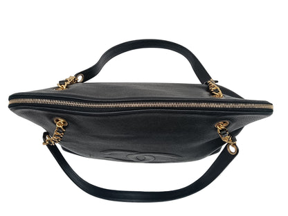 CHANEL Coco Mark Caviar Skin Double Chain Tote Bag