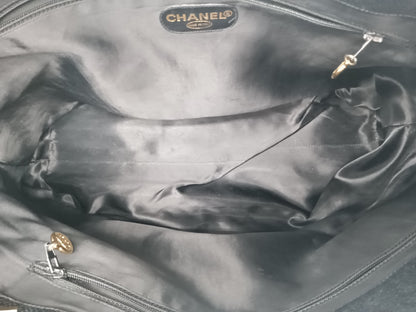 CHANEL Coco Mark Caviar Skin Double Chain Tote Bag